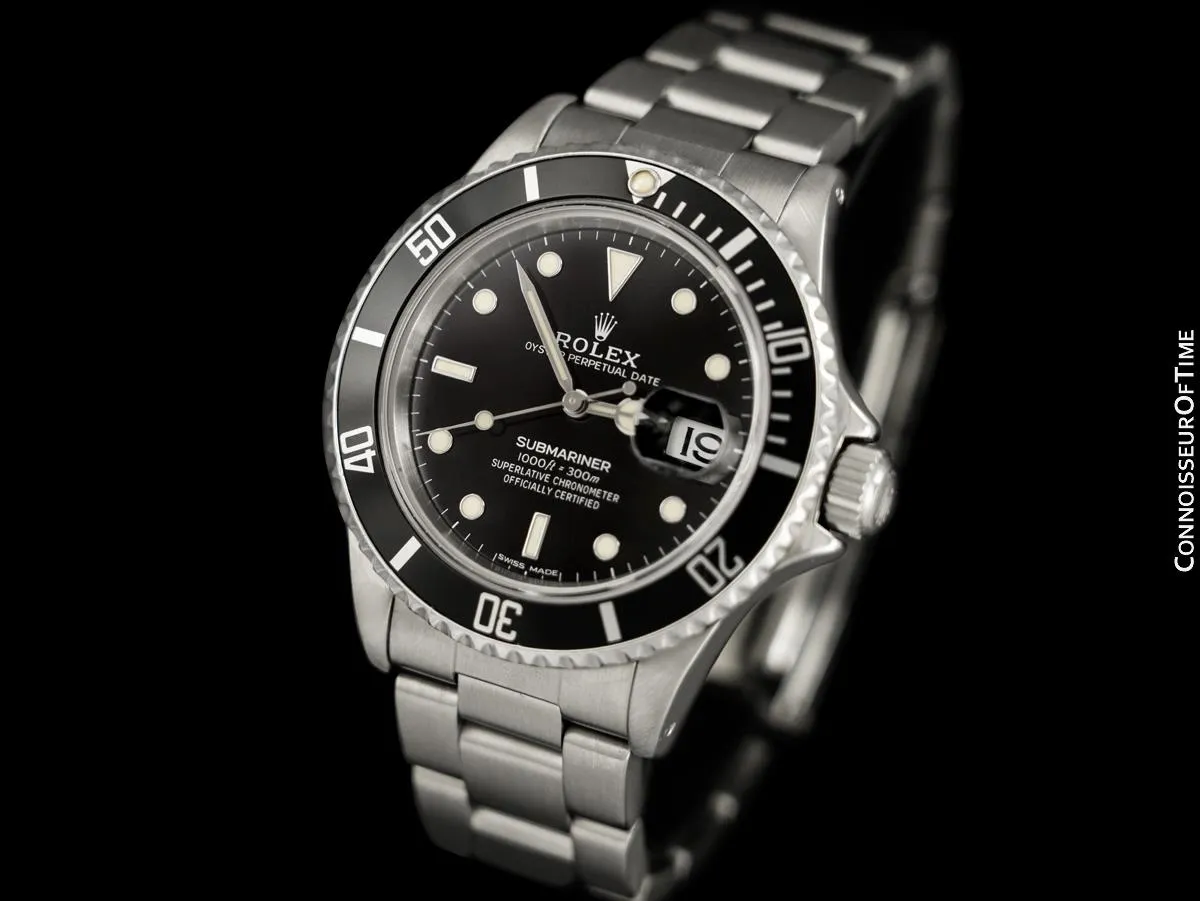 1984 Rolex Submariner Vintage Mens Ref. 16800 Stainless Steel Watch - Box & Service Card