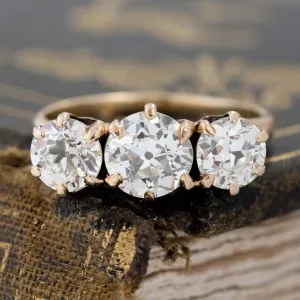 2.35ctw Vintage Old European Cut Diamond Trilogy Ring