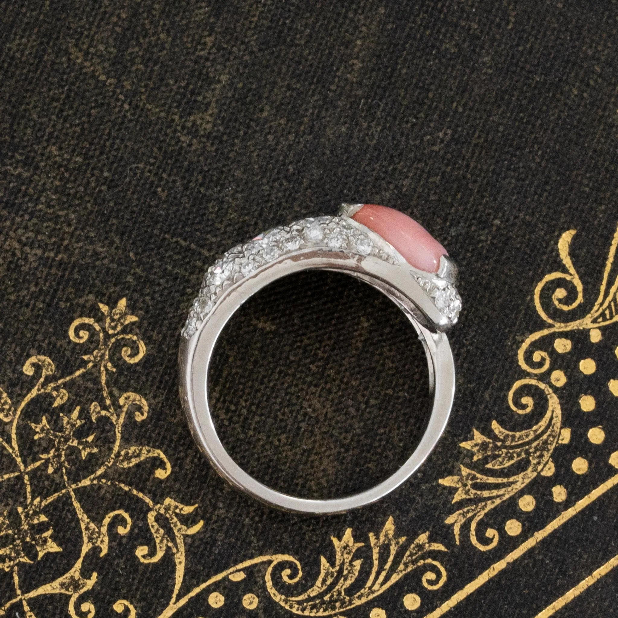 2.37ctw Vintage Conch Pearl & Diamond Ring