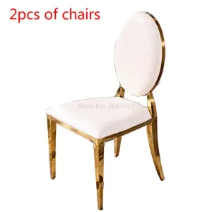 2pcs Chairs Luxury Stainless Steel Golden Simple Modern Hotel Dining Stools Home Fashion Armchair Dining Room Chairs  Cafe Chair