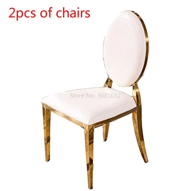 2pcs Chairs Luxury Stainless Steel Golden Simple Modern Hotel Dining Stools Home Fashion Armchair Dining Room Chairs  Cafe Chair