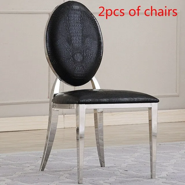 2pcs Chairs Luxury Stainless Steel Golden Simple Modern Hotel Dining Stools Home Fashion Armchair Dining Room Chairs  Cafe Chair