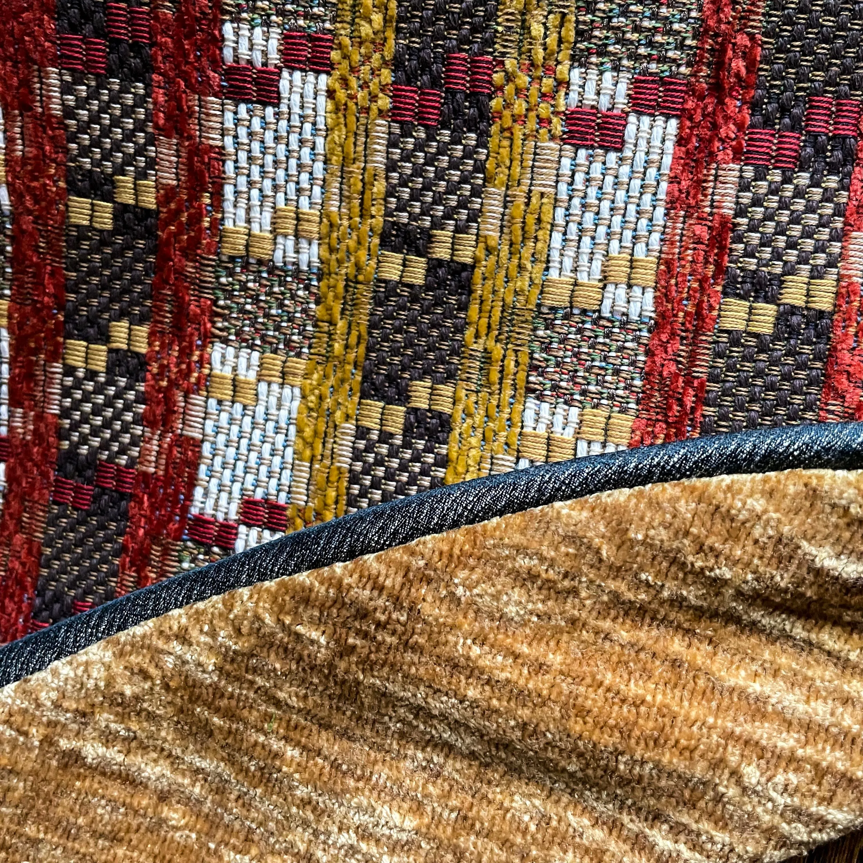 30" Elegant Farmhouse Gold, Red, Blue, White Plaid Christmas Tree Skirt | Reversible