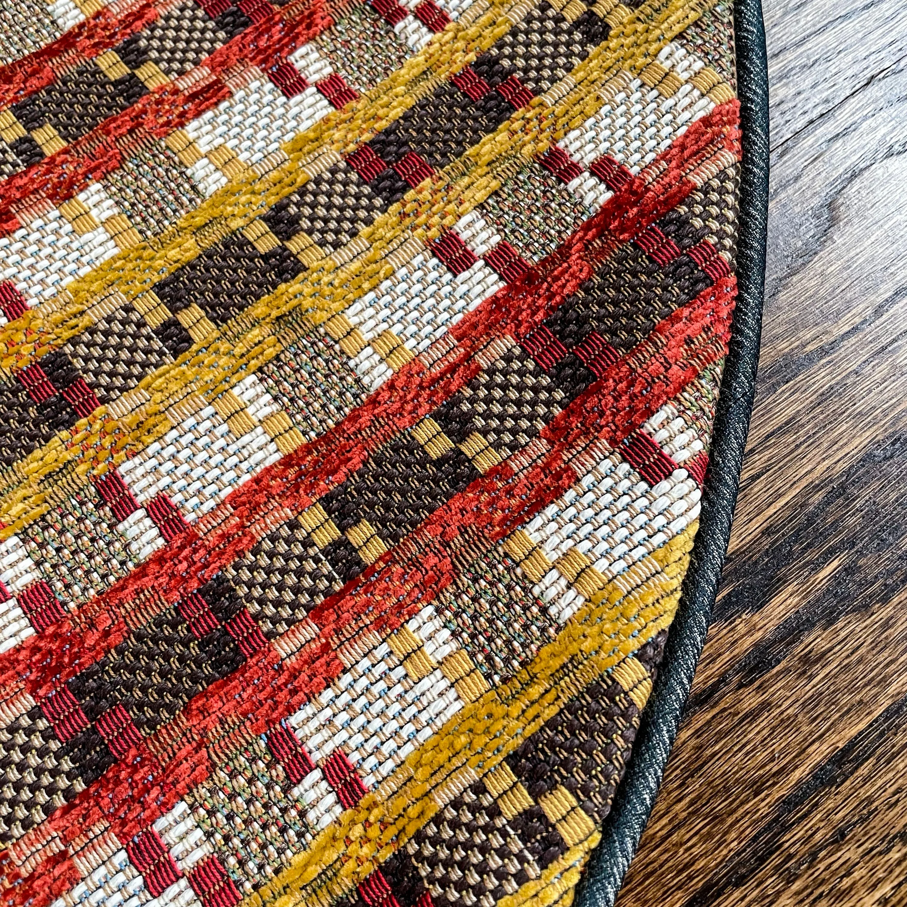 30" Elegant Farmhouse Gold, Red, Blue, White Plaid Christmas Tree Skirt | Reversible
