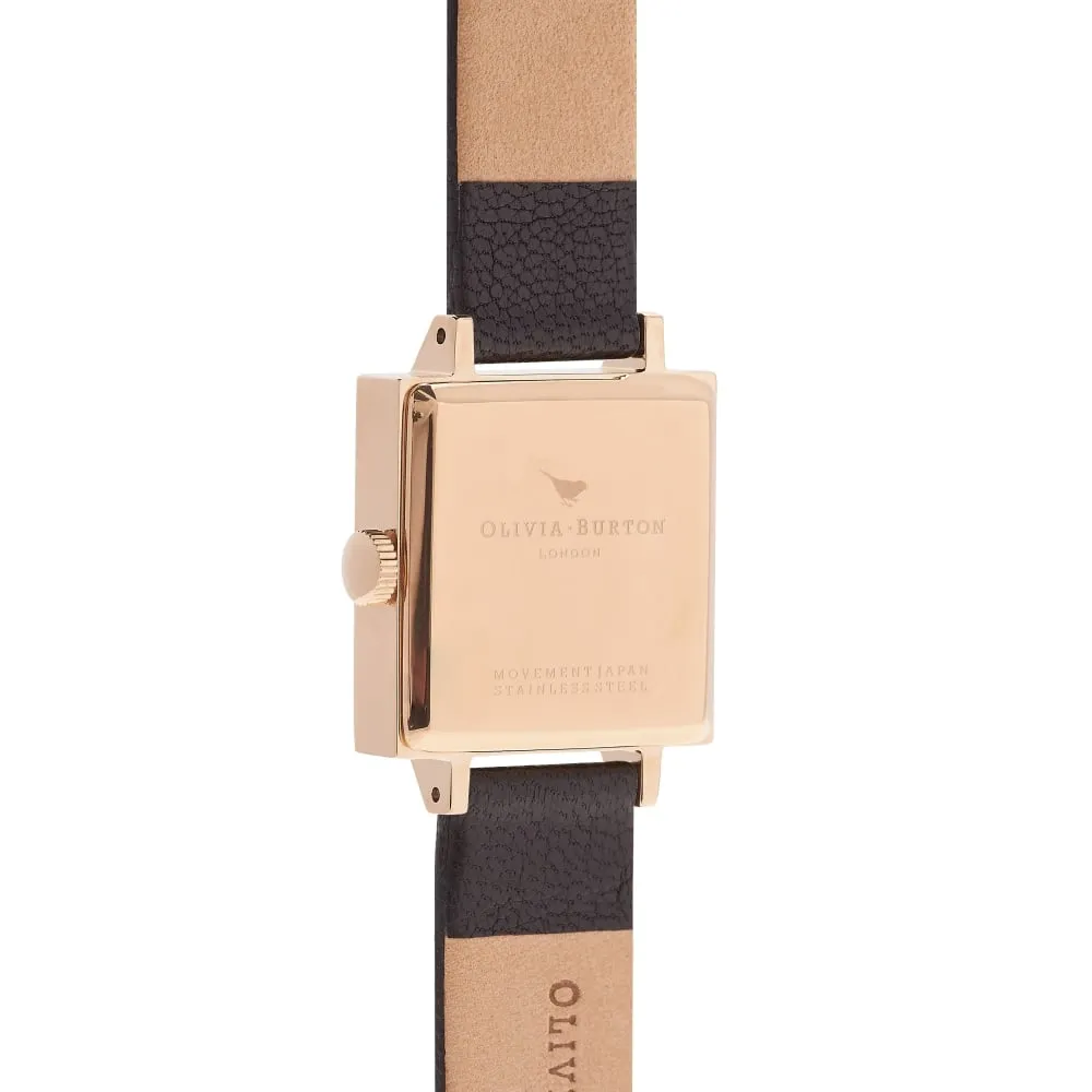 3D Bee Square Dial Black and Rose Gold Watch