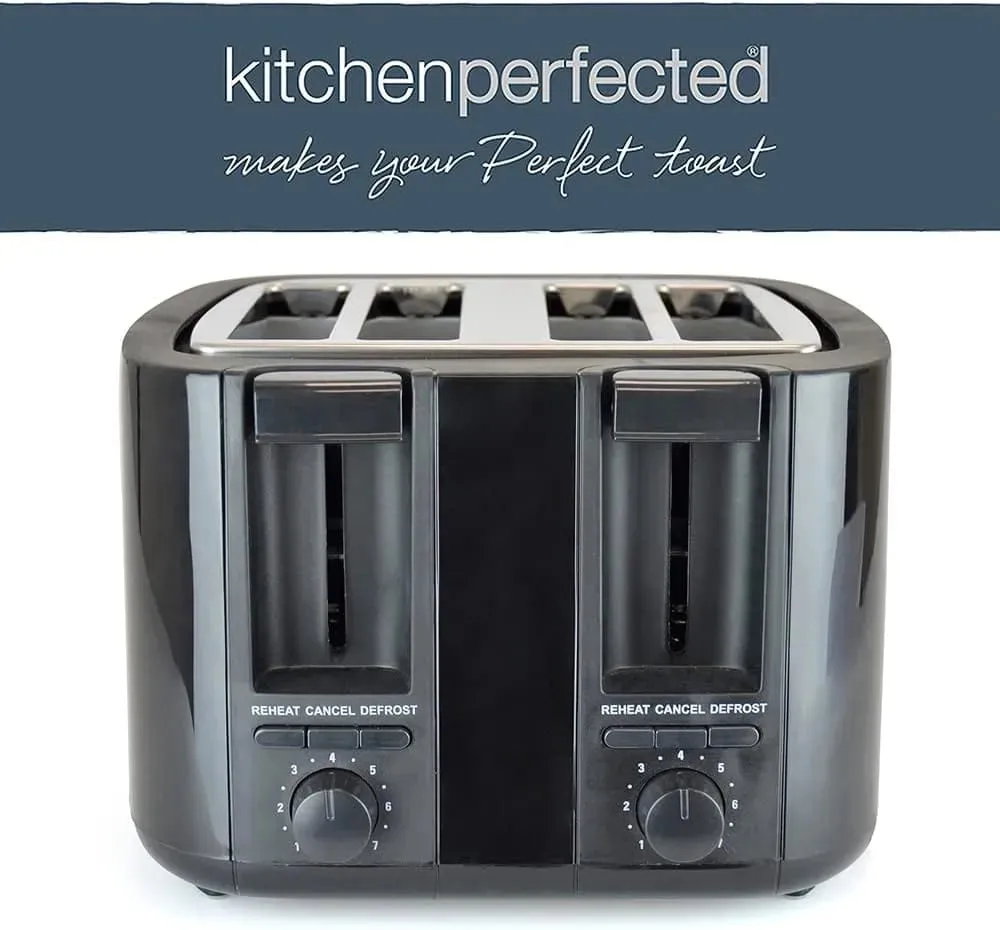 4 Slice Toaster Wide Slot Browning Defrost Reheat High Lift - Colour Choice