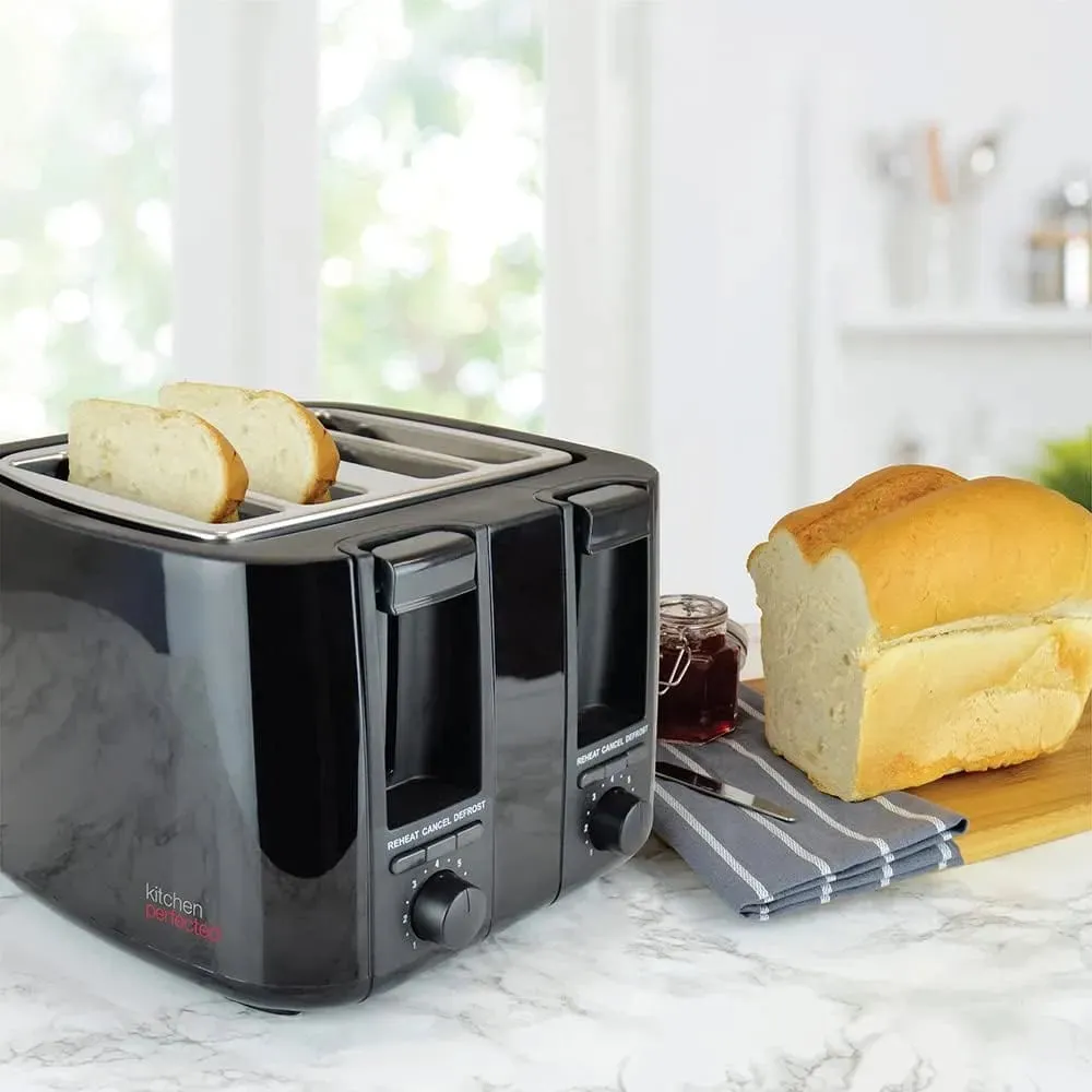 4 Slice Toaster Wide Slot Browning Defrost Reheat High Lift - Colour Choice