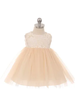 414B Lace Illusion Baby Dress (Sale Colors)