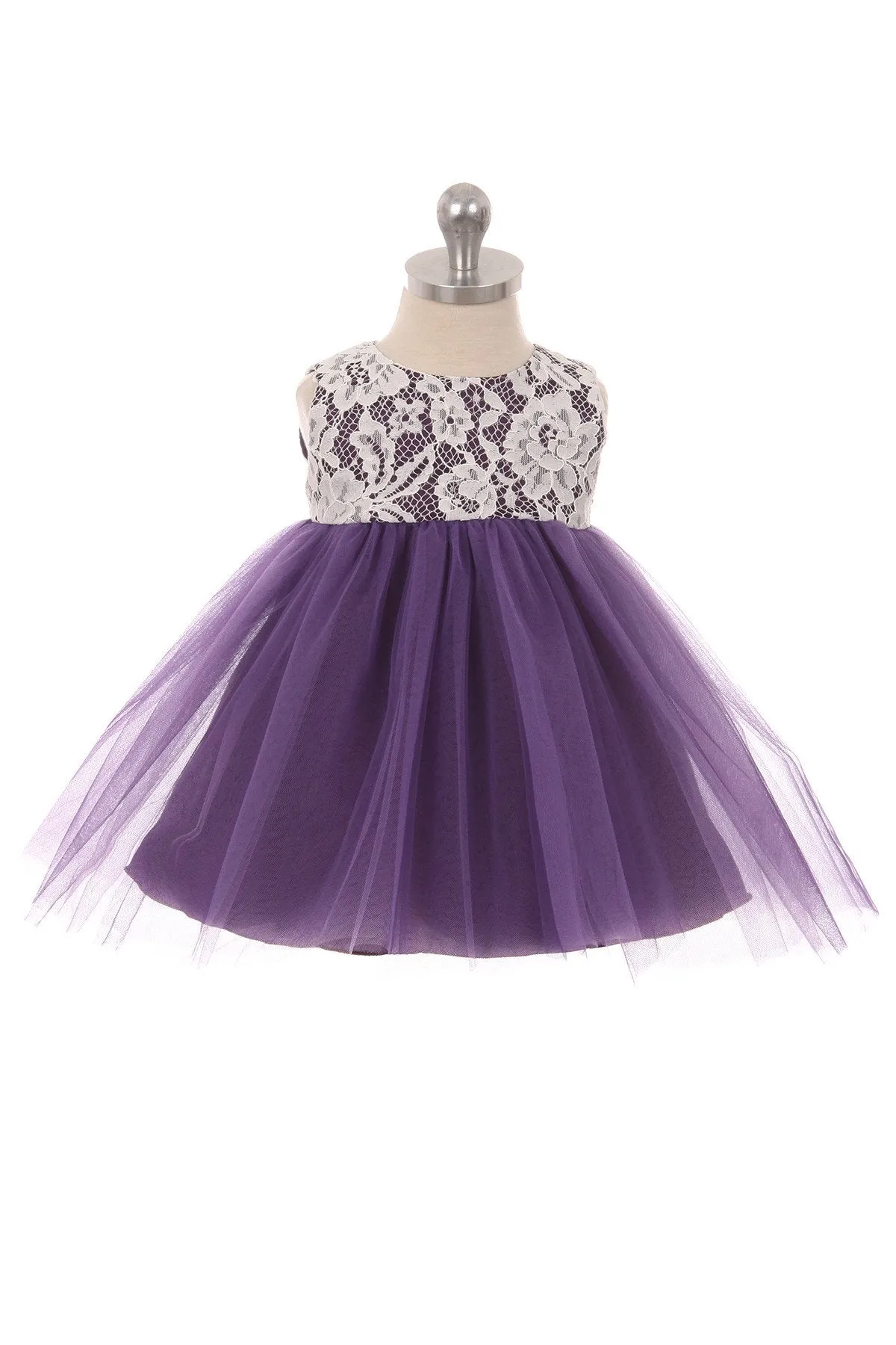 414B Lace Illusion Baby Dress (Sale Colors)