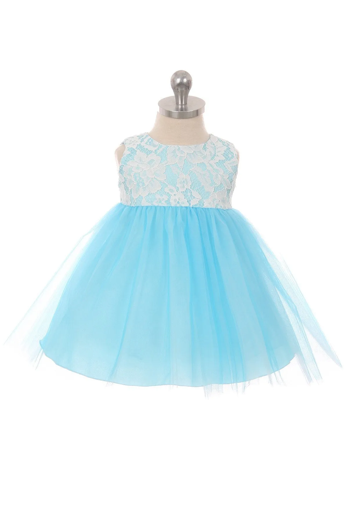 414B Lace Illusion Baby Dress (Sale Colors)