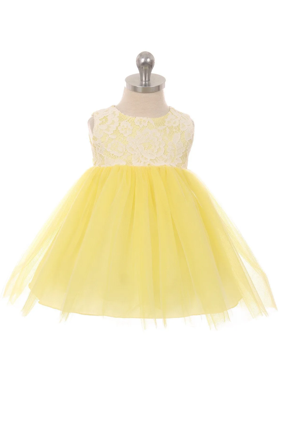 414B Lace Illusion Baby Dress (Sale Colors)