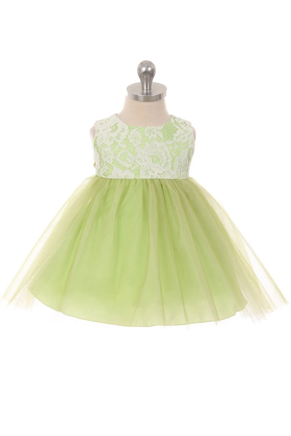 414B Lace Illusion Baby Dress (Sale Colors)