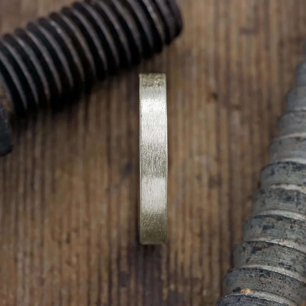 4mm 14k White Gold Men's Wedding Band, Matte Finish