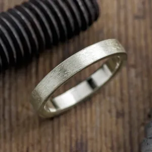 4mm 14k White Gold Men's Wedding Band, Matte Finish
