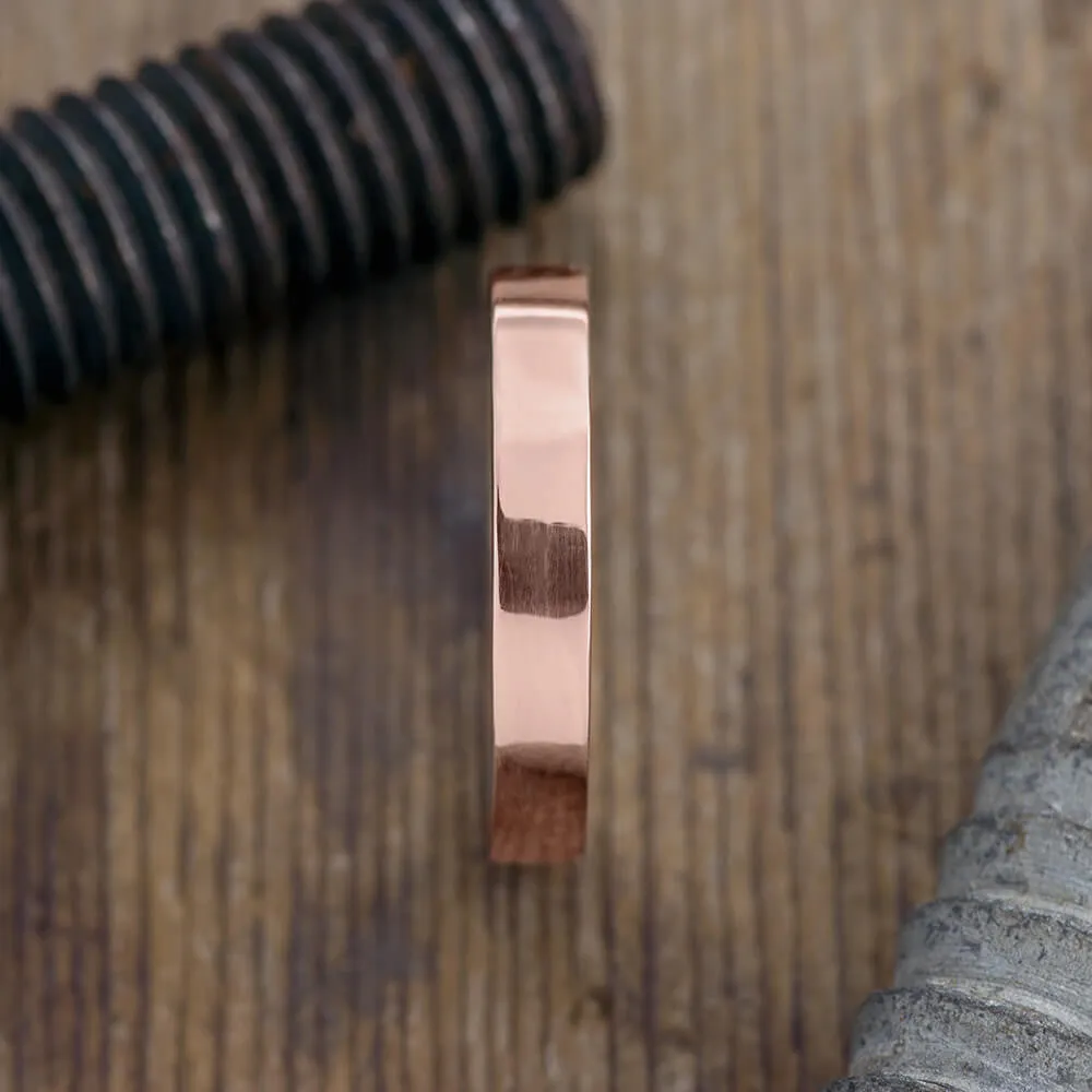 4mm Comfort Fit 14k Rose Gold Mens Wedding Ring, Polished