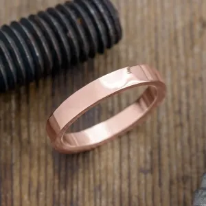 4mm Comfort Fit 14k Rose Gold Mens Wedding Ring, Polished