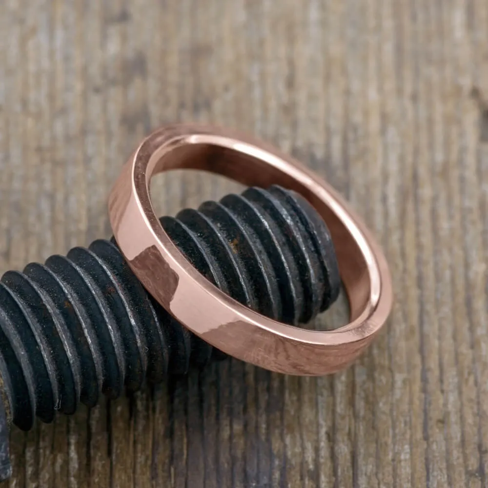 4mm Comfort Fit 14k Rose Gold Mens Wedding Ring, Polished