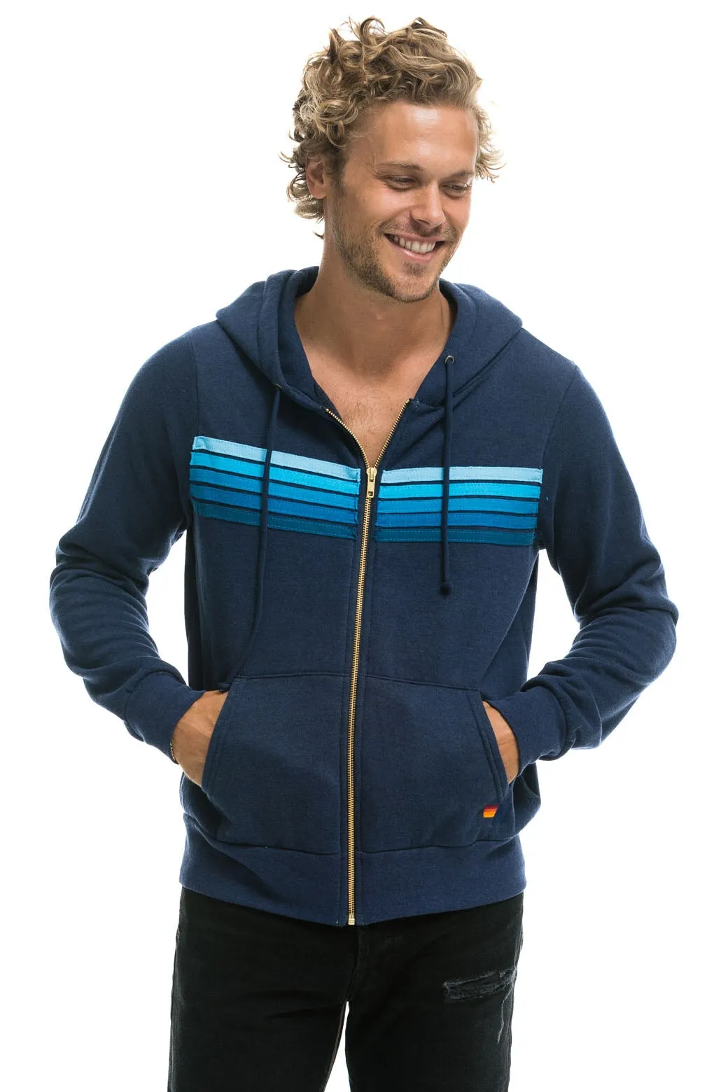 5 STRIPE HOODIE -  NAVY // BLUE