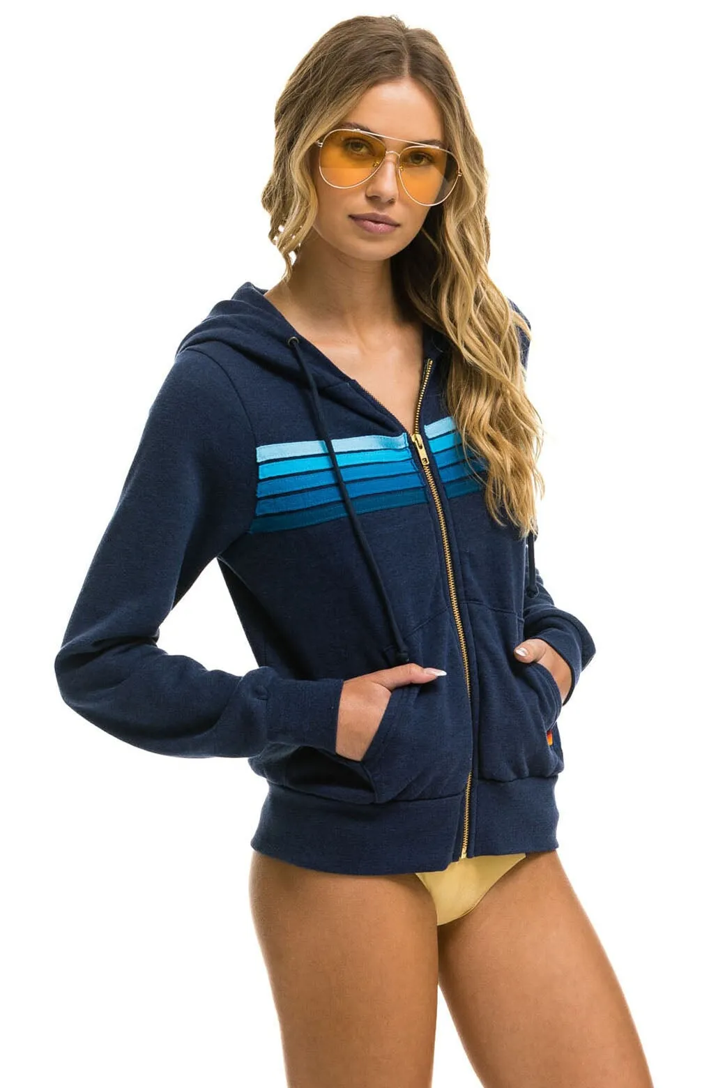 5 STRIPE HOODIE -  NAVY // BLUE