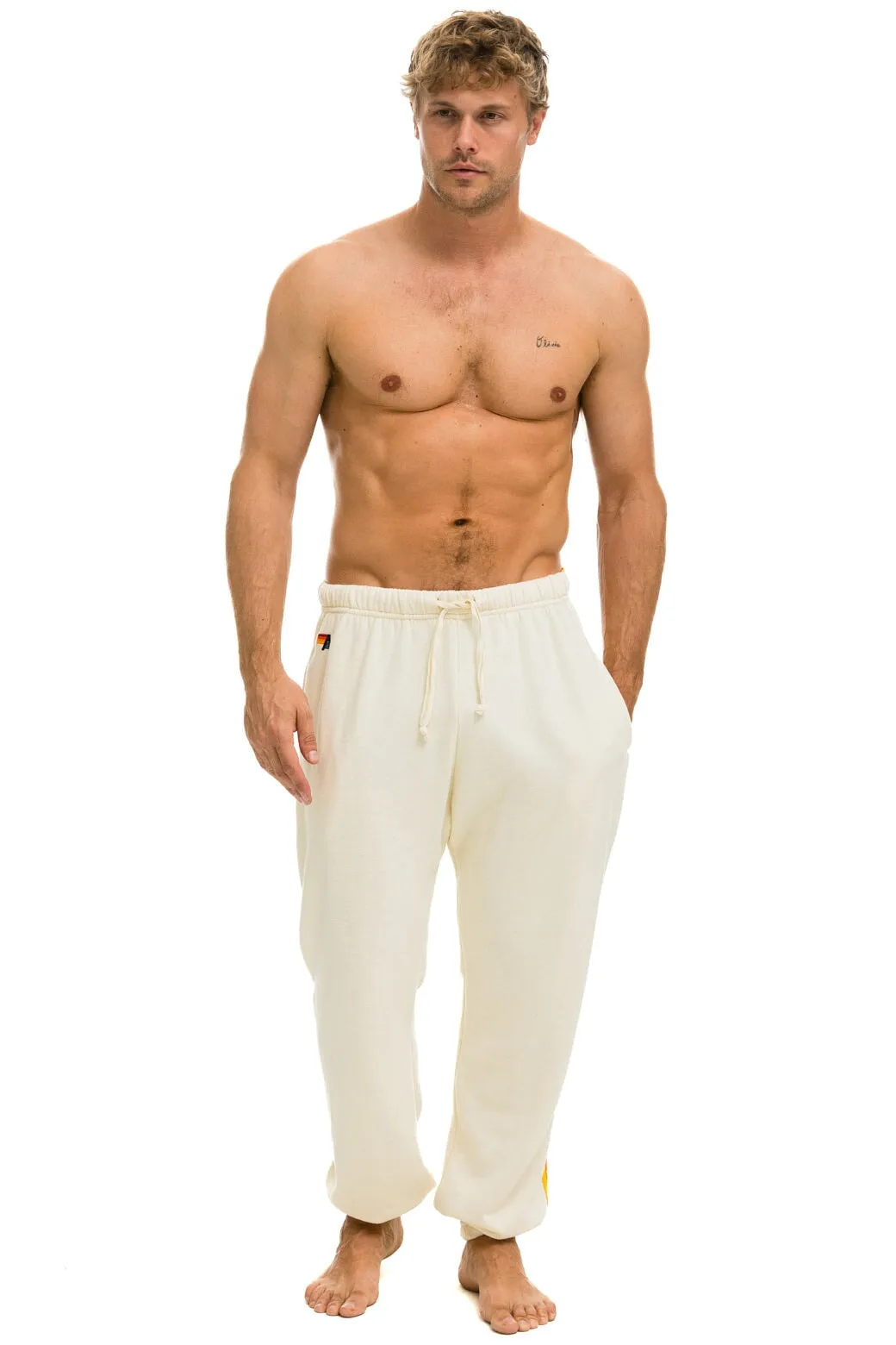 5 STRIPE SWEATPANTS - VINTAGE WHITE
