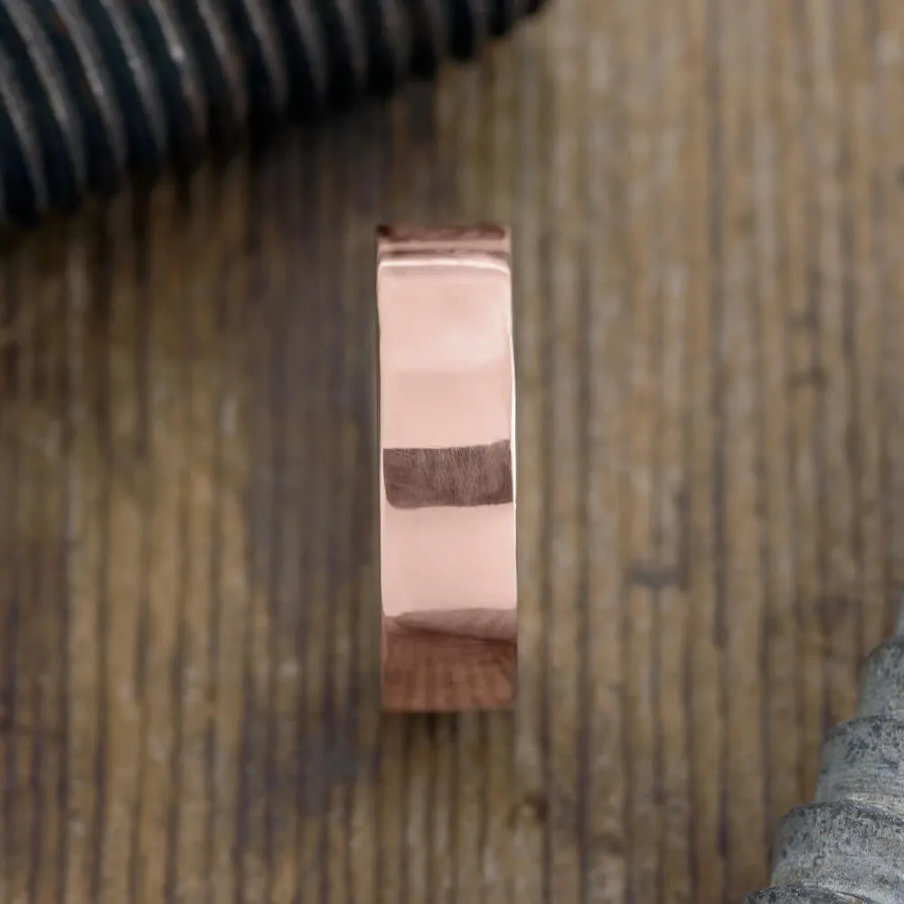 6mm 14k Rose Gold Comfort Fit Mens Wedding Band, Polished