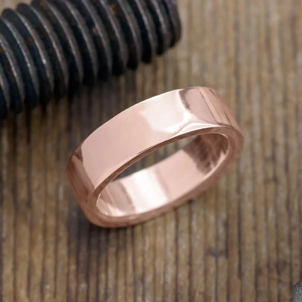 6mm 14k Rose Gold Comfort Fit Mens Wedding Band, Polished
