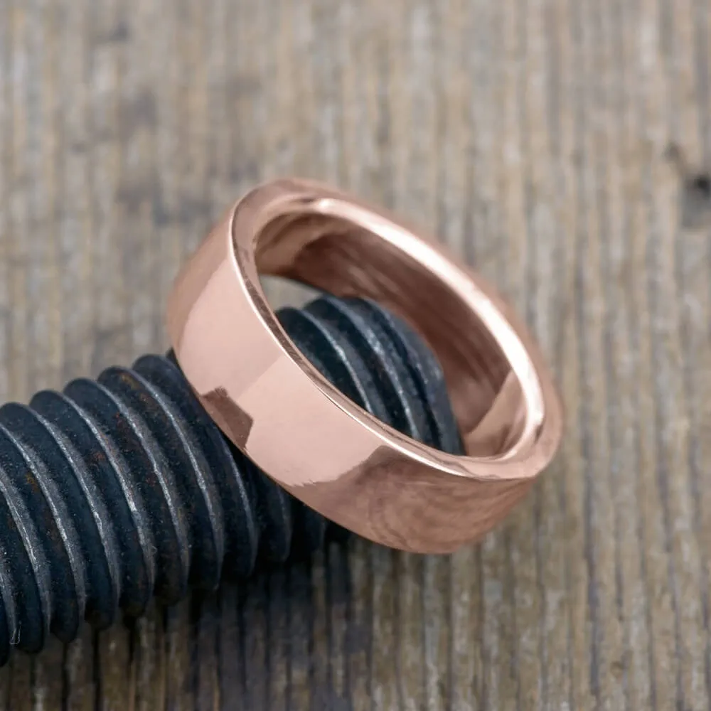6mm 14k Rose Gold Comfort Fit Mens Wedding Band, Polished