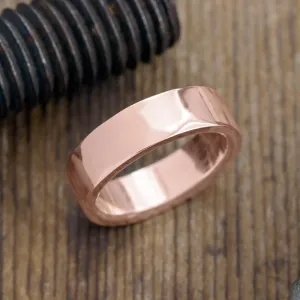 6mm 14k Rose Gold Comfort Fit Mens Wedding Band, Polished