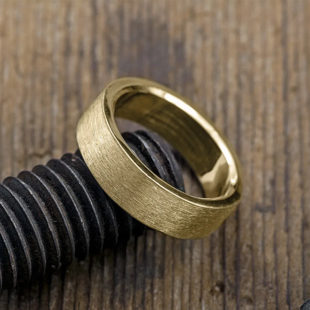 6mm 14k Yellow Gold Men's Wedding Band, Matte Finish