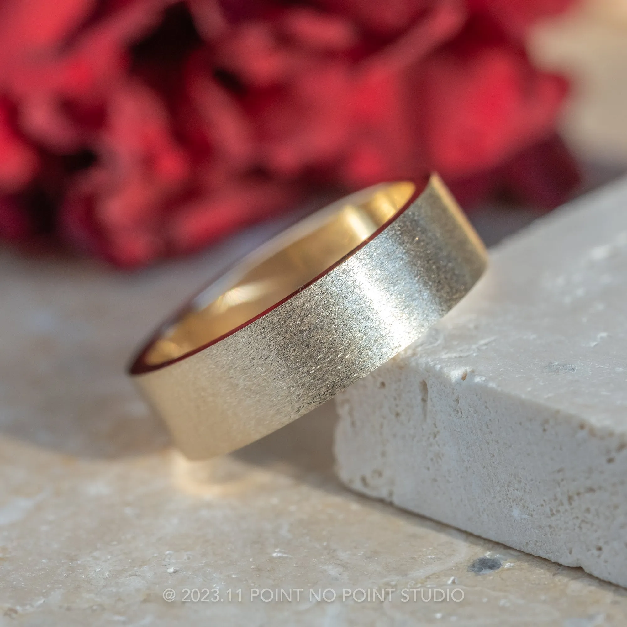 6mm 14k Yellow Gold Men's Wedding Band, Matte Finish