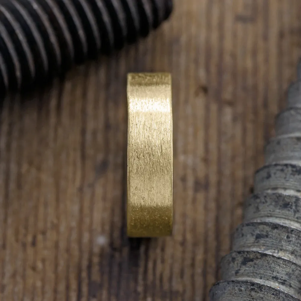 6mm 14k Yellow Gold Men's Wedding Band, Matte Finish