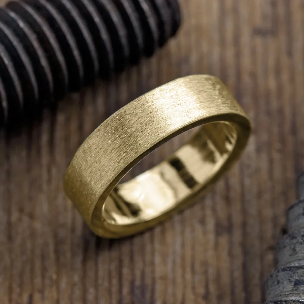 6mm 14k Yellow Gold Men's Wedding Band, Matte Finish