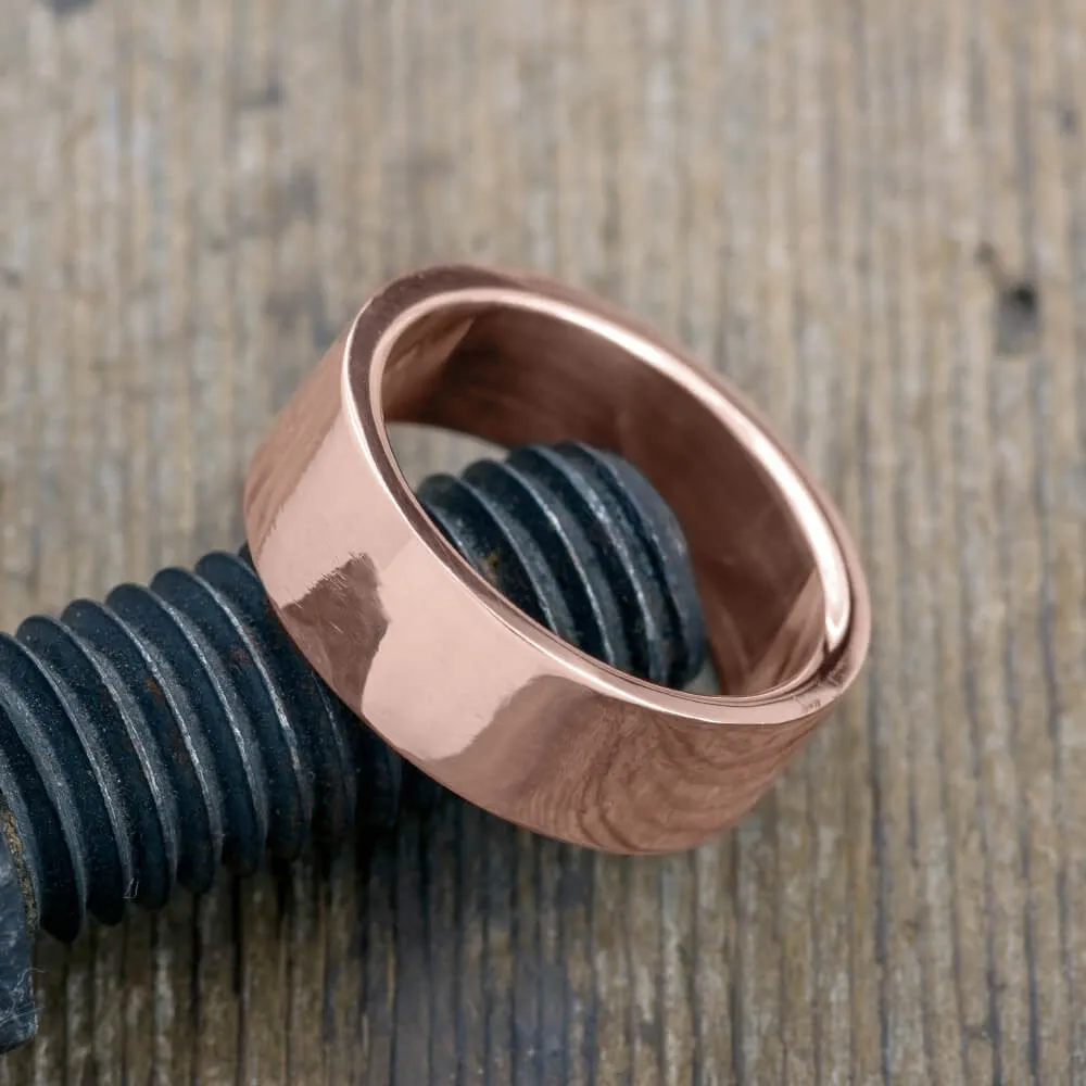 8mm 14K Rose Gold Comfort Fit Mens Wedding Band, High Polish