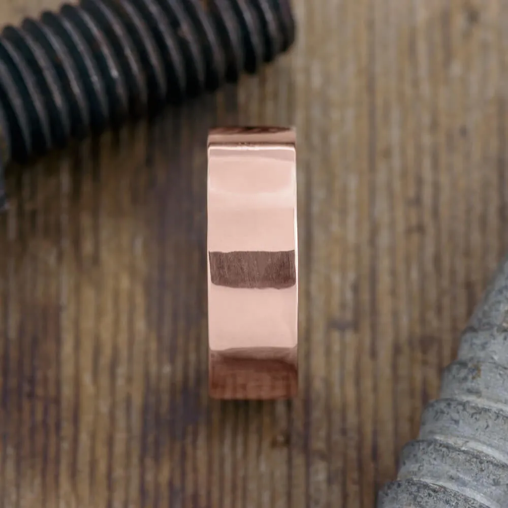 8mm 14K Rose Gold Comfort Fit Mens Wedding Band, High Polish