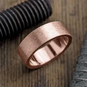 8mm 14K Rose Gold Comfort Fit Mens Wedding Band, Matte Finish