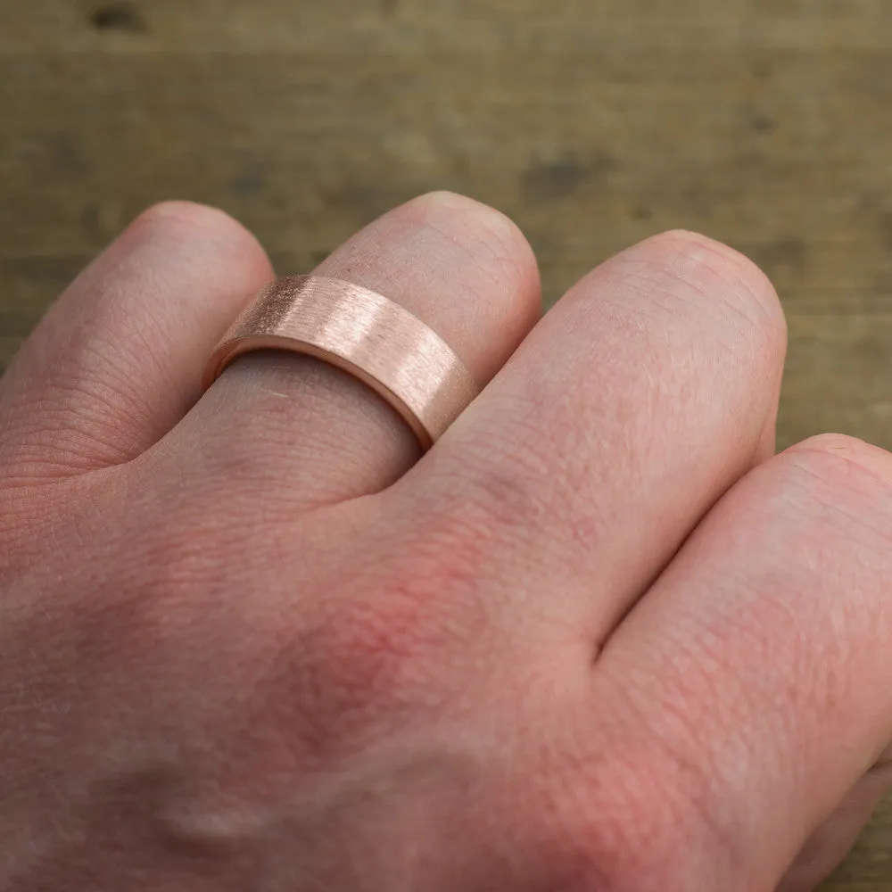 8mm 14K Rose Gold Comfort Fit Mens Wedding Band, Matte Finish