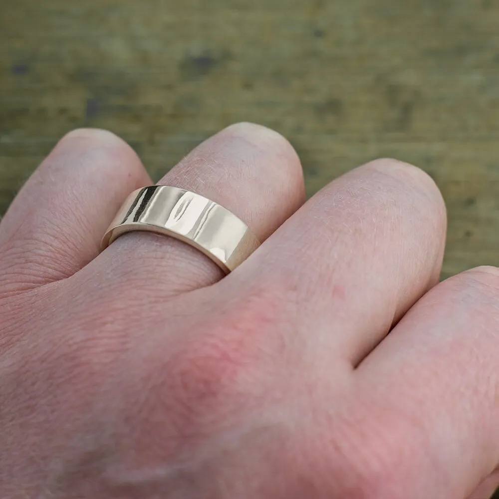 8mm 14K White Gold Men's Wedding band, High Polish