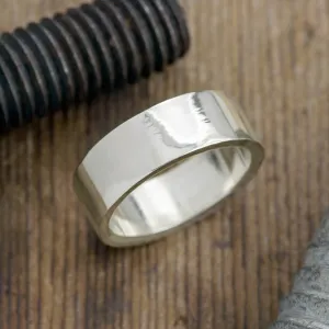 8mm 14K White Gold Men's Wedding band, High Polish