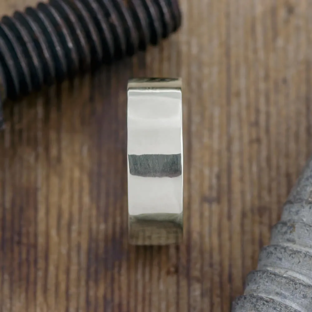 8mm 14K White Gold Men's Wedding band, High Polish