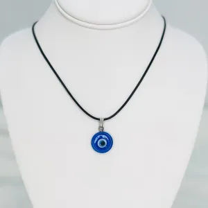 Adjustable Evil Eye Necklace Navy Glass Pendant - Protection