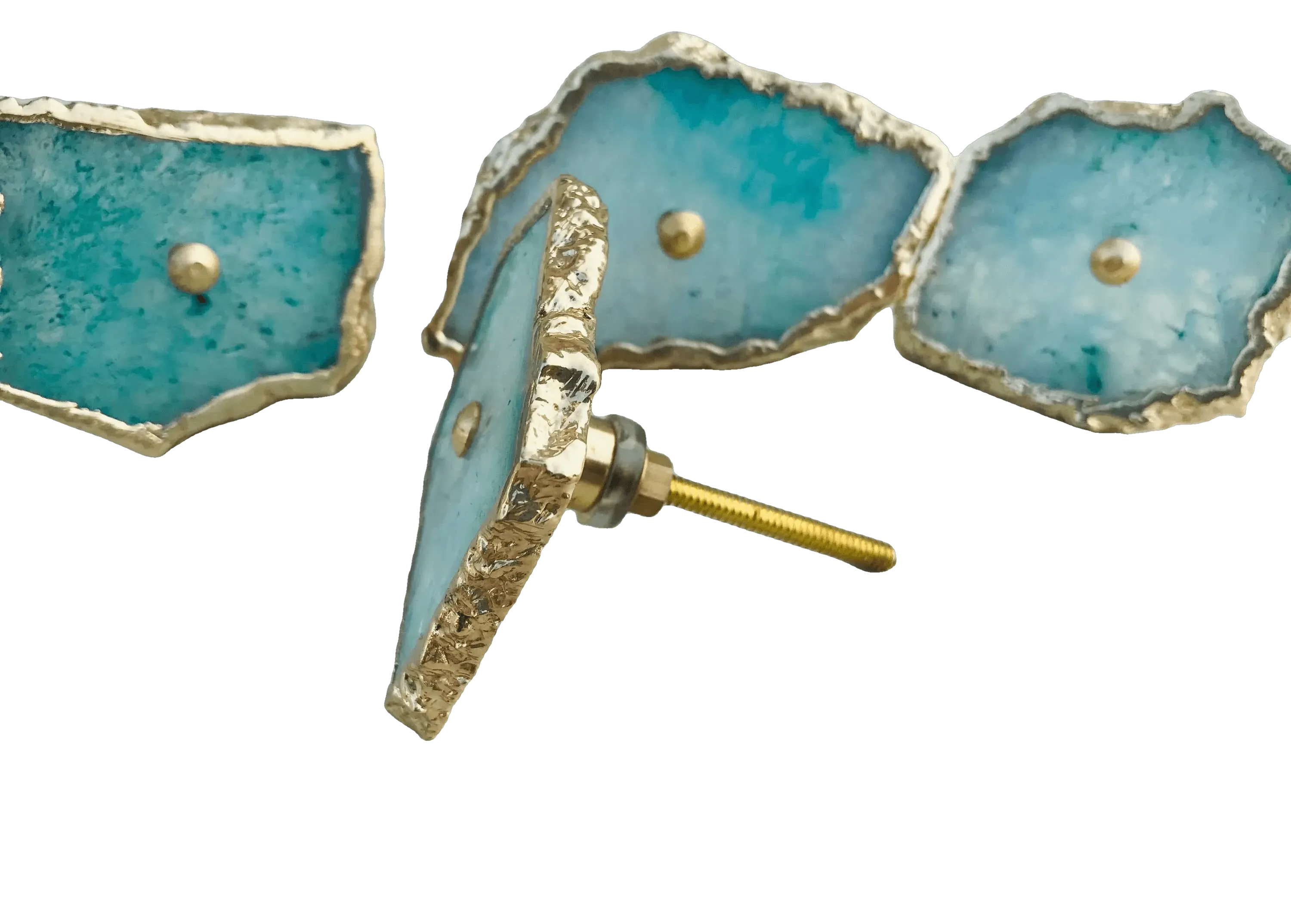 Aqua Agate Cabinet Door Pull Handle - Set of 6