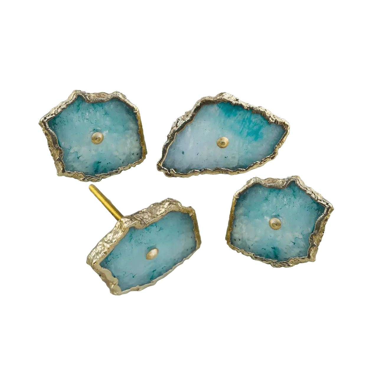 Aqua Agate Cabinet Door Pull Handle - Set of 6