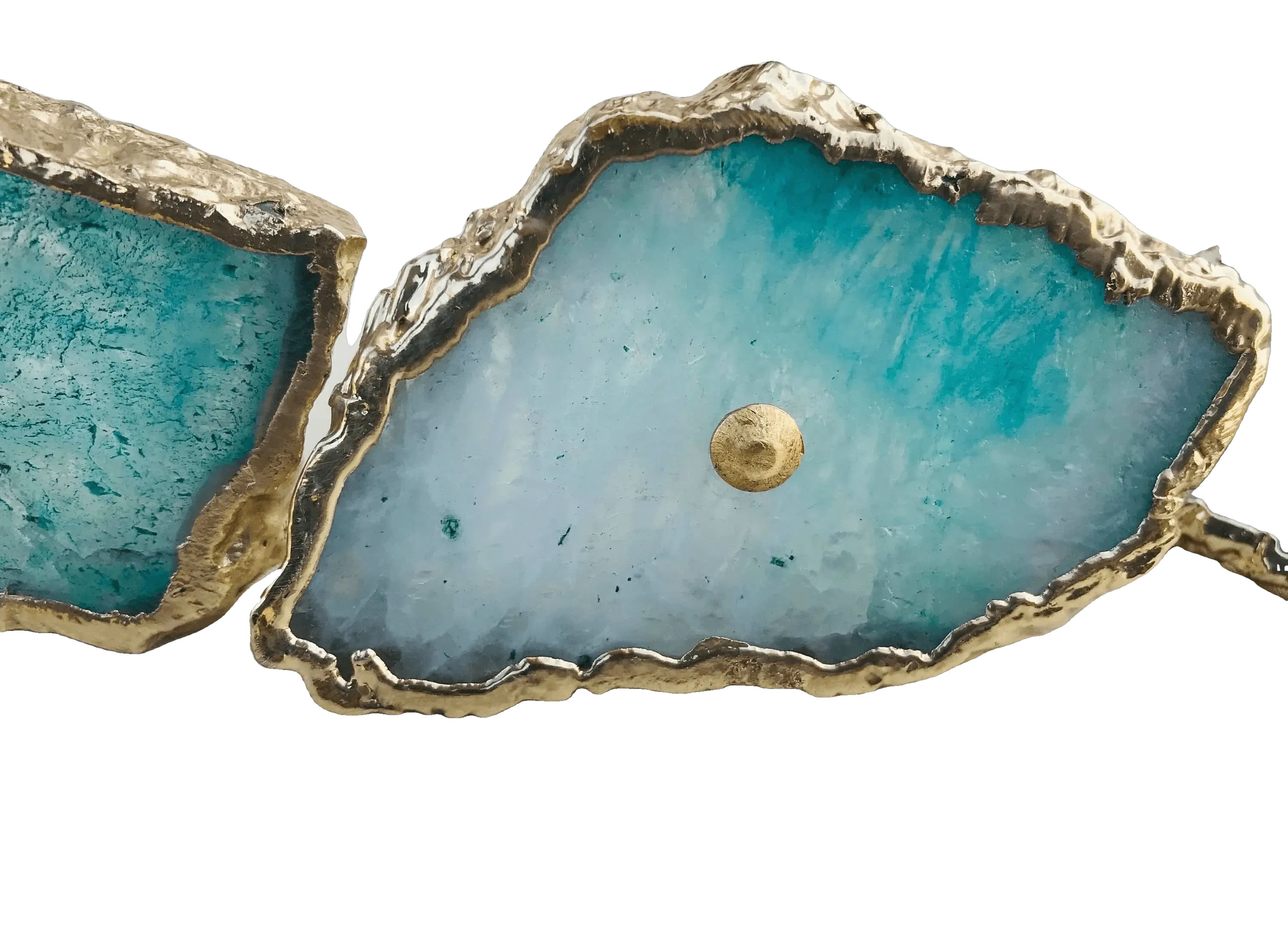 Aqua Agate Cabinet Door Pull Handle - Set of 6
