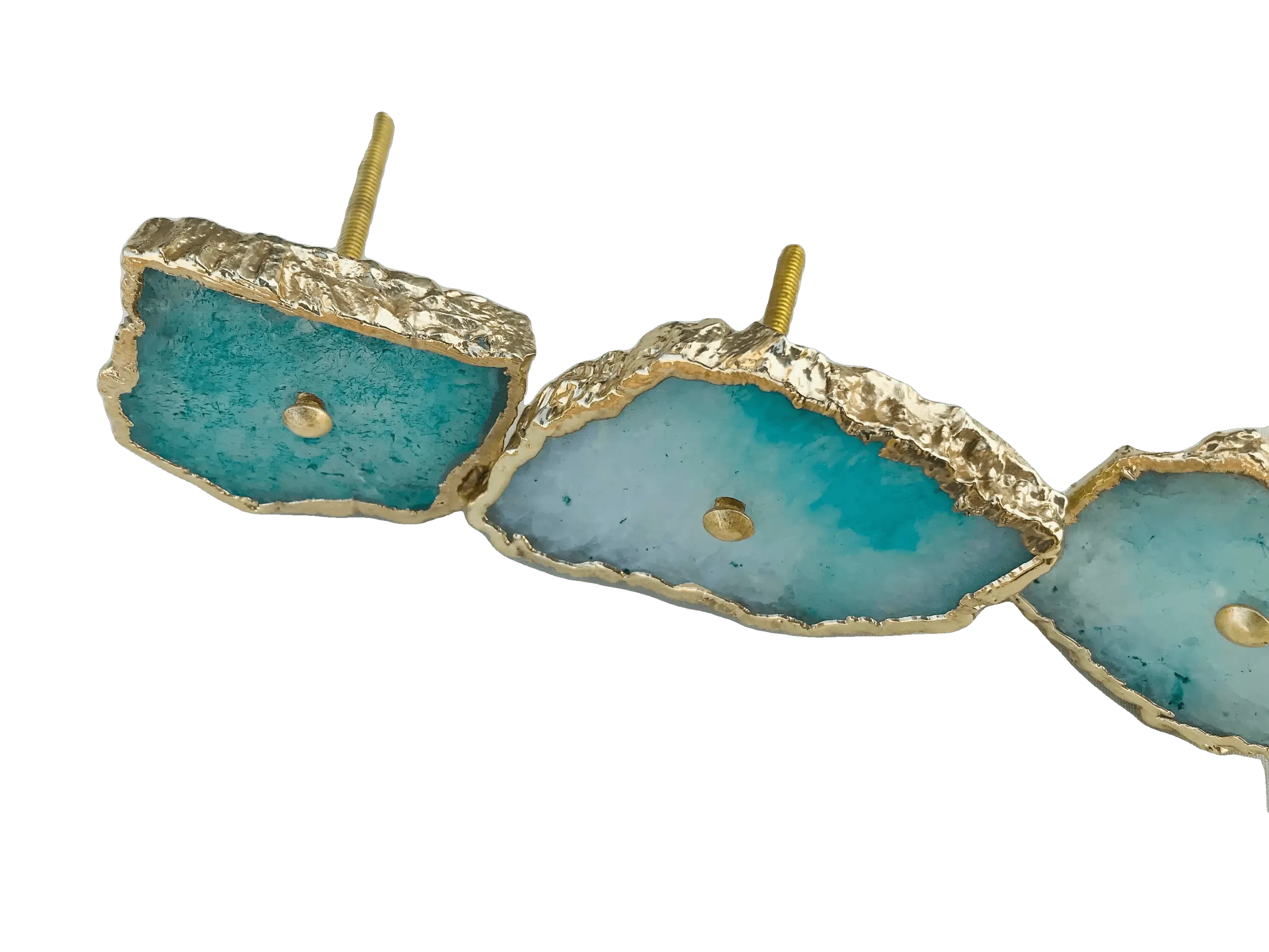 Aqua Agate Cabinet Door Pull Handle - Set of 6