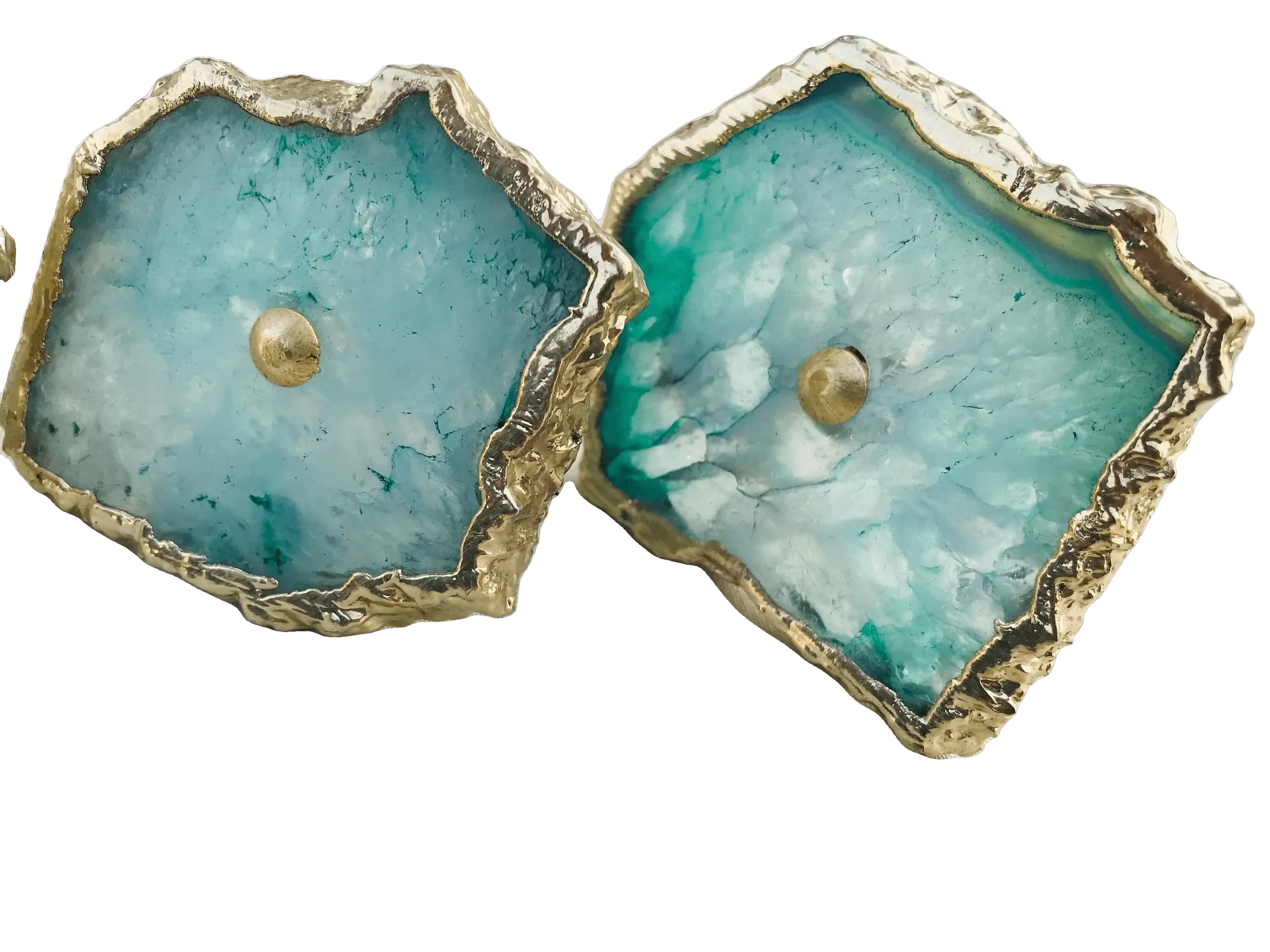 Aqua Agate Cabinet Door Pull Handle - Set of 6