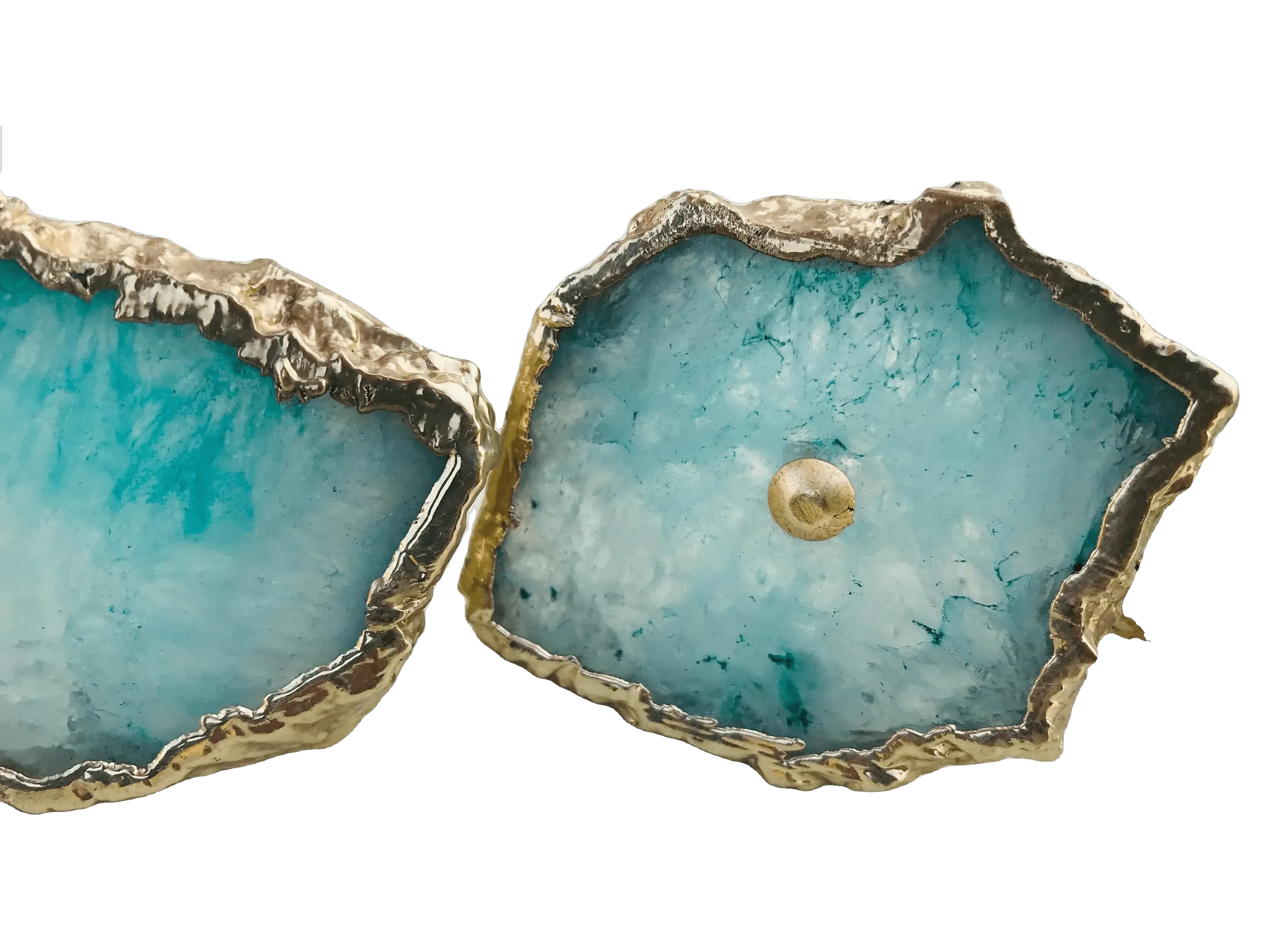 Aqua Agate Cabinet Door Pull Handle - Set of 6