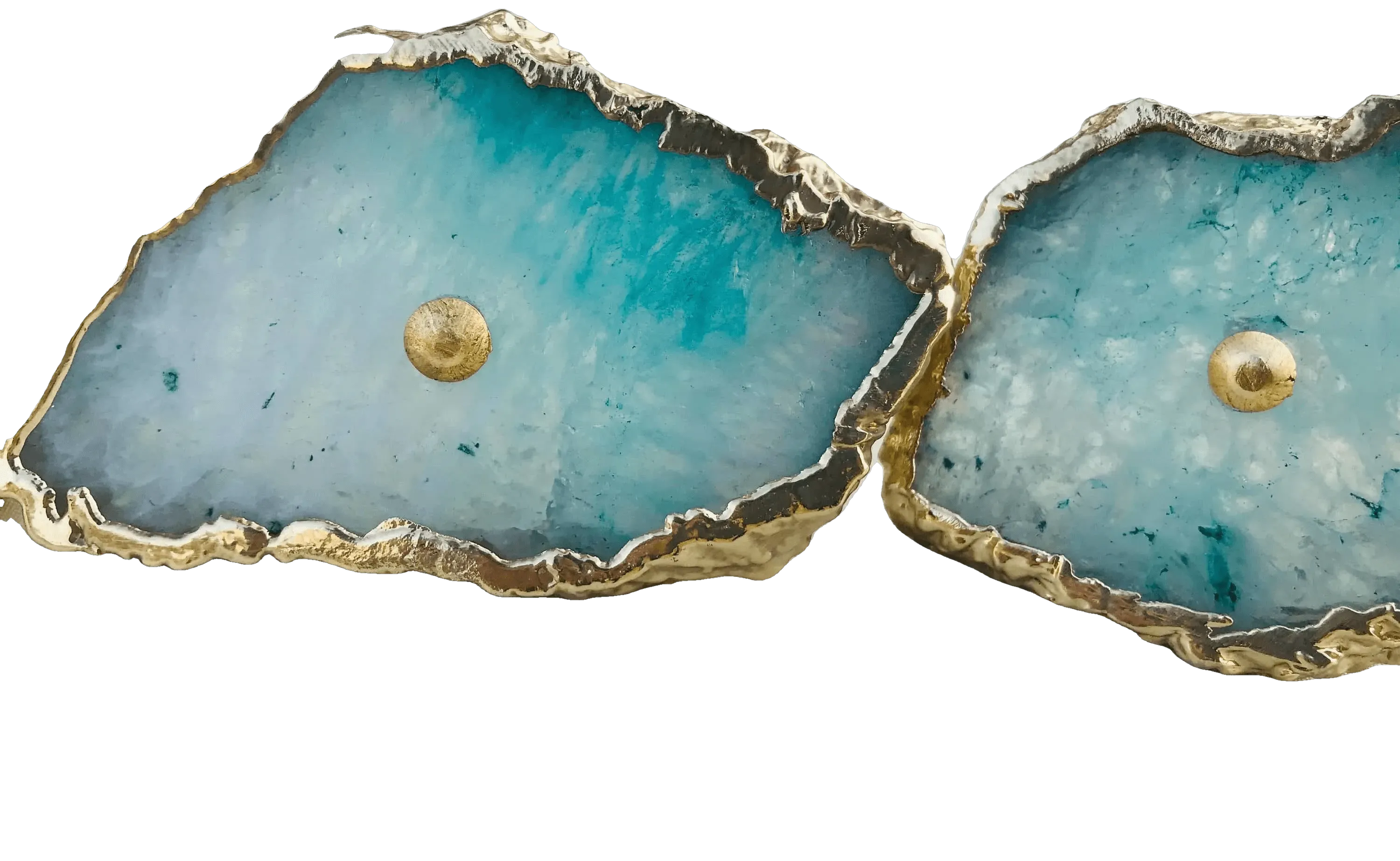 Aqua Agate Cabinet Door Pull Handle - Set of 6
