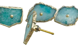 Aqua Agate Cabinet Door Pull Handle - Set of 6