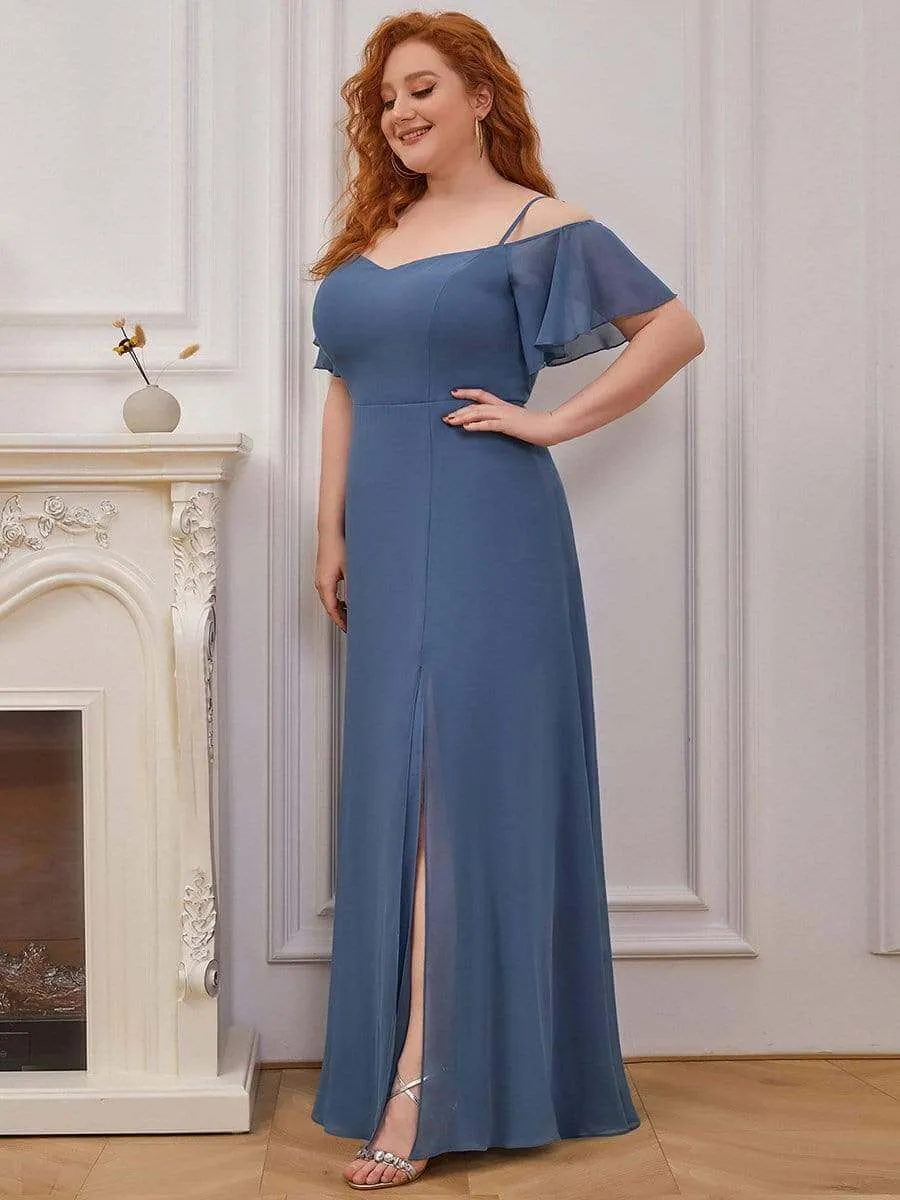 Aurora cold shoulder dress with split in dusky navy Express NZ wide