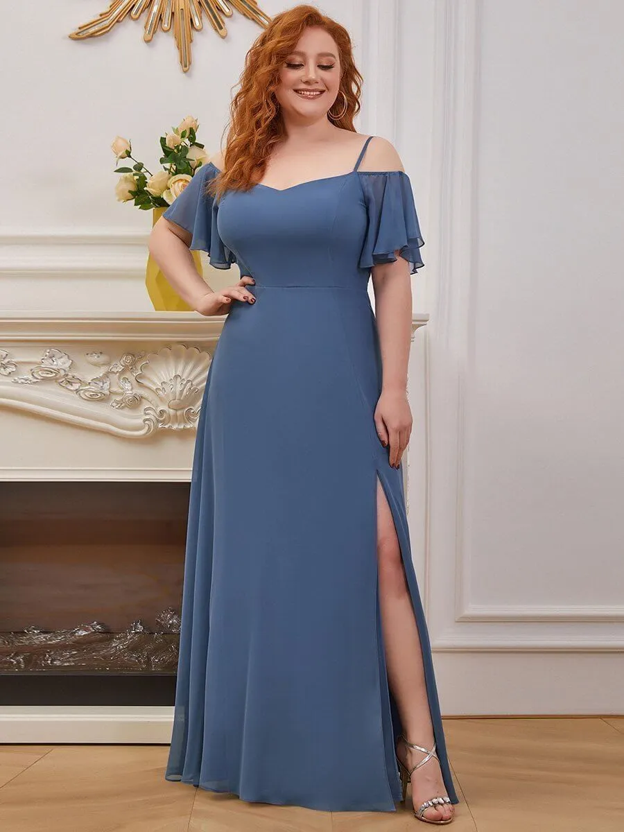 Aurora cold shoulder dress with split in dusky navy Express NZ wide
